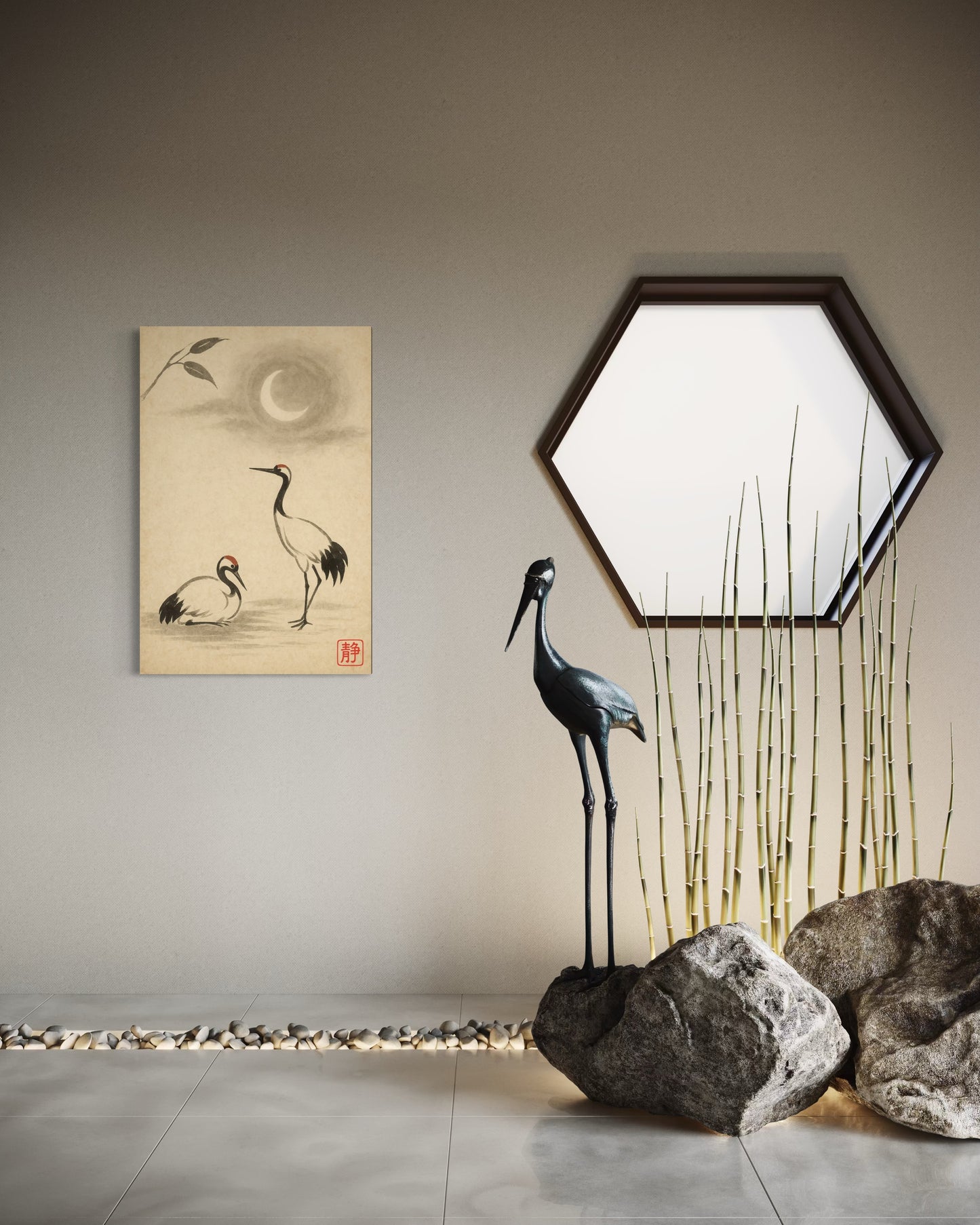 Journey of the Cranes : Serenity (Shizuka 静) - Giclée Fine Art Print (Unframed)