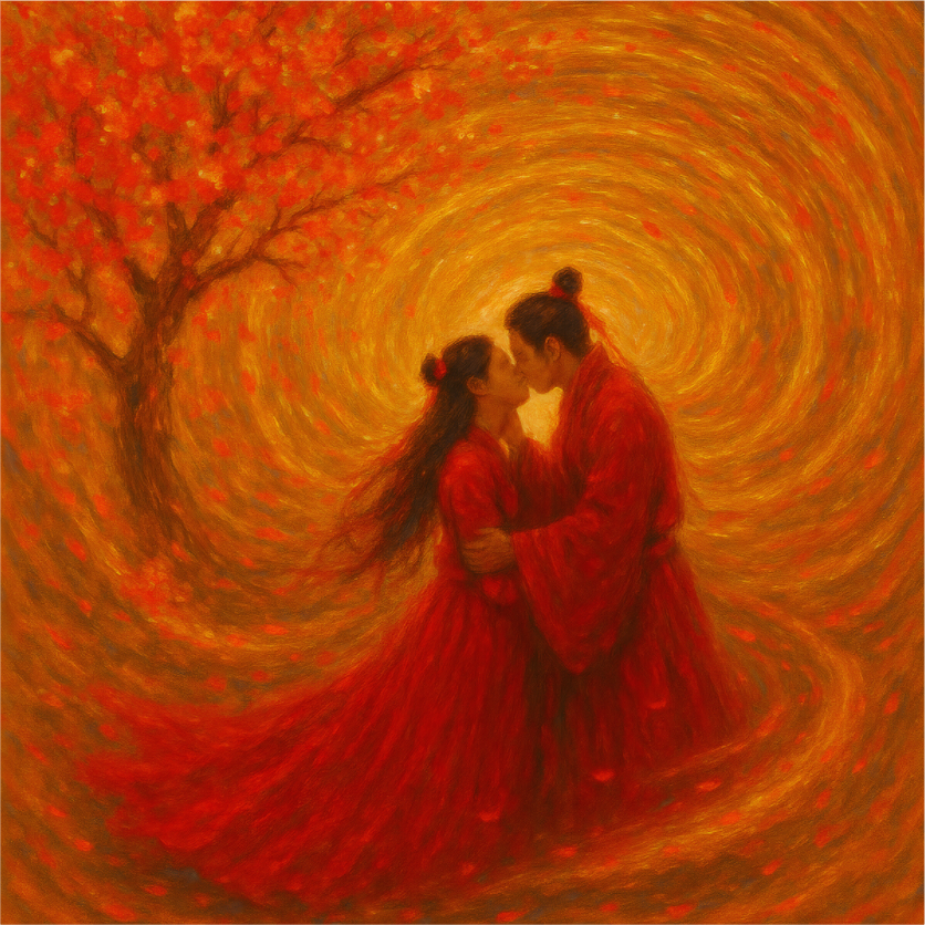 Main image Under the Sacred Plum No.2 : The Vow in Flame — Limited Edition Giclée Fine Art Print (Unframed)