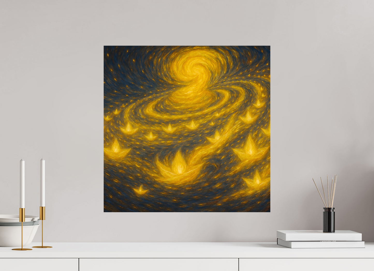 20 x 20″, Giclée printed on Hahnemühle & Canson Fine Art paper Paper Boats, Star Roads : The Galaxy of Silent Wishes - Giclée Fine Art Print (Unframed)