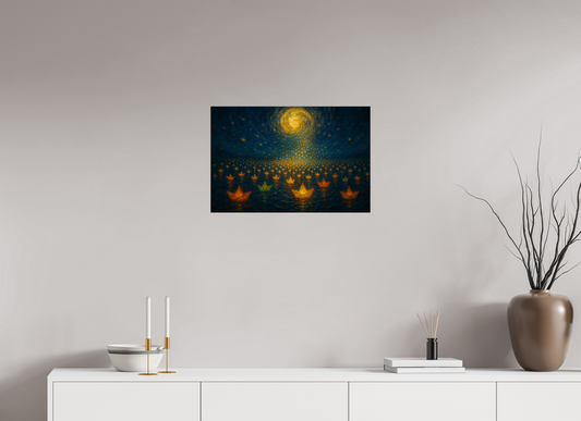 24 x 16″, Giclée printed on Hahnemühle & Canson Fine Art paper Paper Boats, Star Roads : To the Moon, With Every Wish - Giclée Fine Art Print (Unframed)
