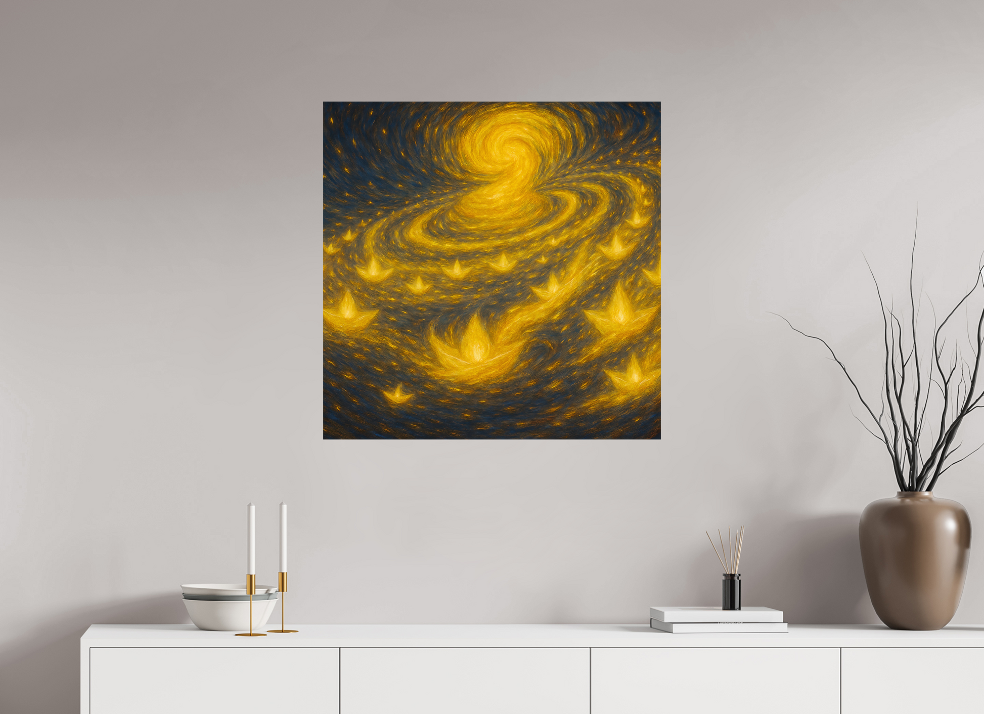 30 x 30″, Giclée printed on Hahnemühle & Canson Fine Art paper Paper Boats, Star Roads : The Galaxy of Silent Wishes - Giclée Fine Art Print (Unframed)