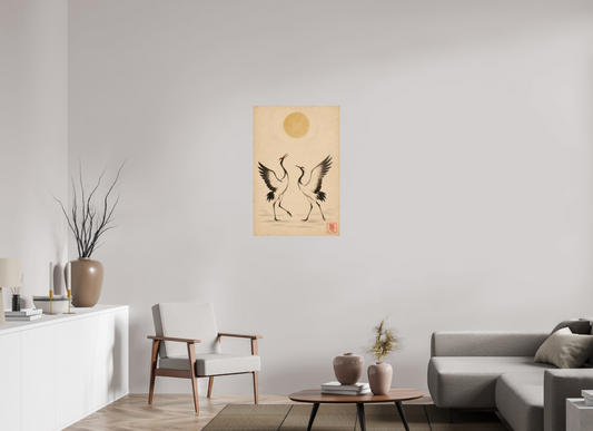 24 x 36″, Giclée printed on Hahnemühle & Canson Fine Art paper Journey of the Cranes : Dance (Mai 舞) - Giclée Fine Art Print (Unframed)