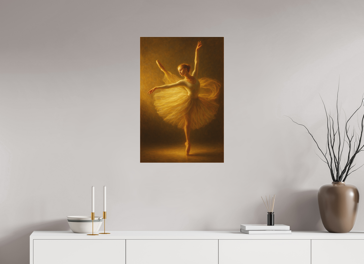 20 x 30″, Fine Art Pigment Print under Acrylic Glass Golden Veil Collection: The Poise of Light — Fine Art Pigment Print under Acrylic Glass