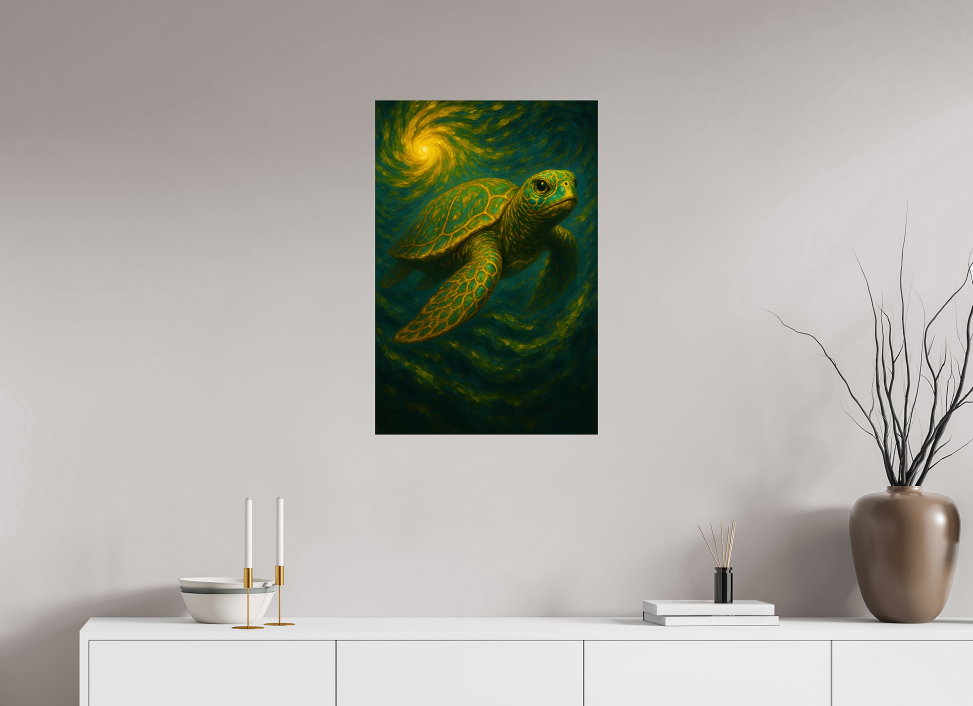 20 x 30″, Fine Art Unflame Sacred Cosmic Turtle – Limited Edition Giclée Fine Art Print (Unframed)