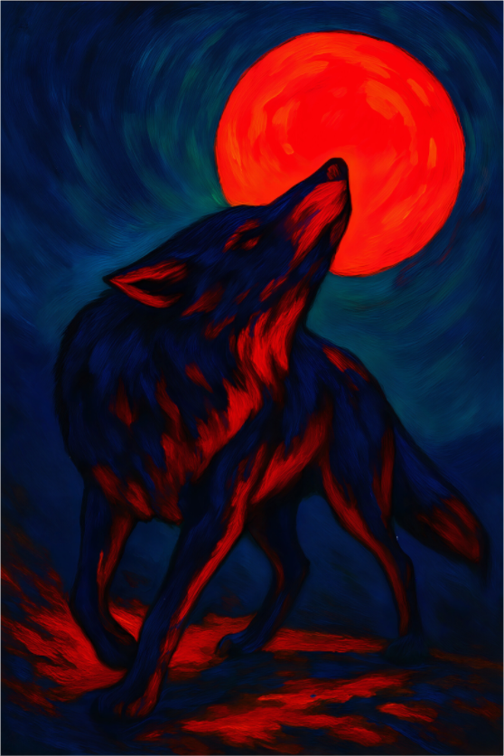 Main image Wolf of the Wild Truth series : Crimson Lament – Limited Edition Giclée Fine Art Print (Unframed)