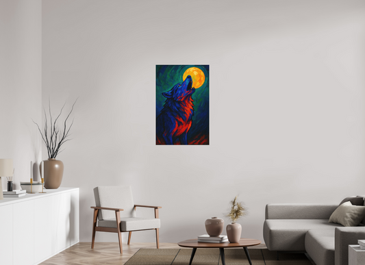 24 x 36″, Fine Art Pigment Print under Acrylic Glass Wolf of the Wild Truth series : Echo of the Flame Moon