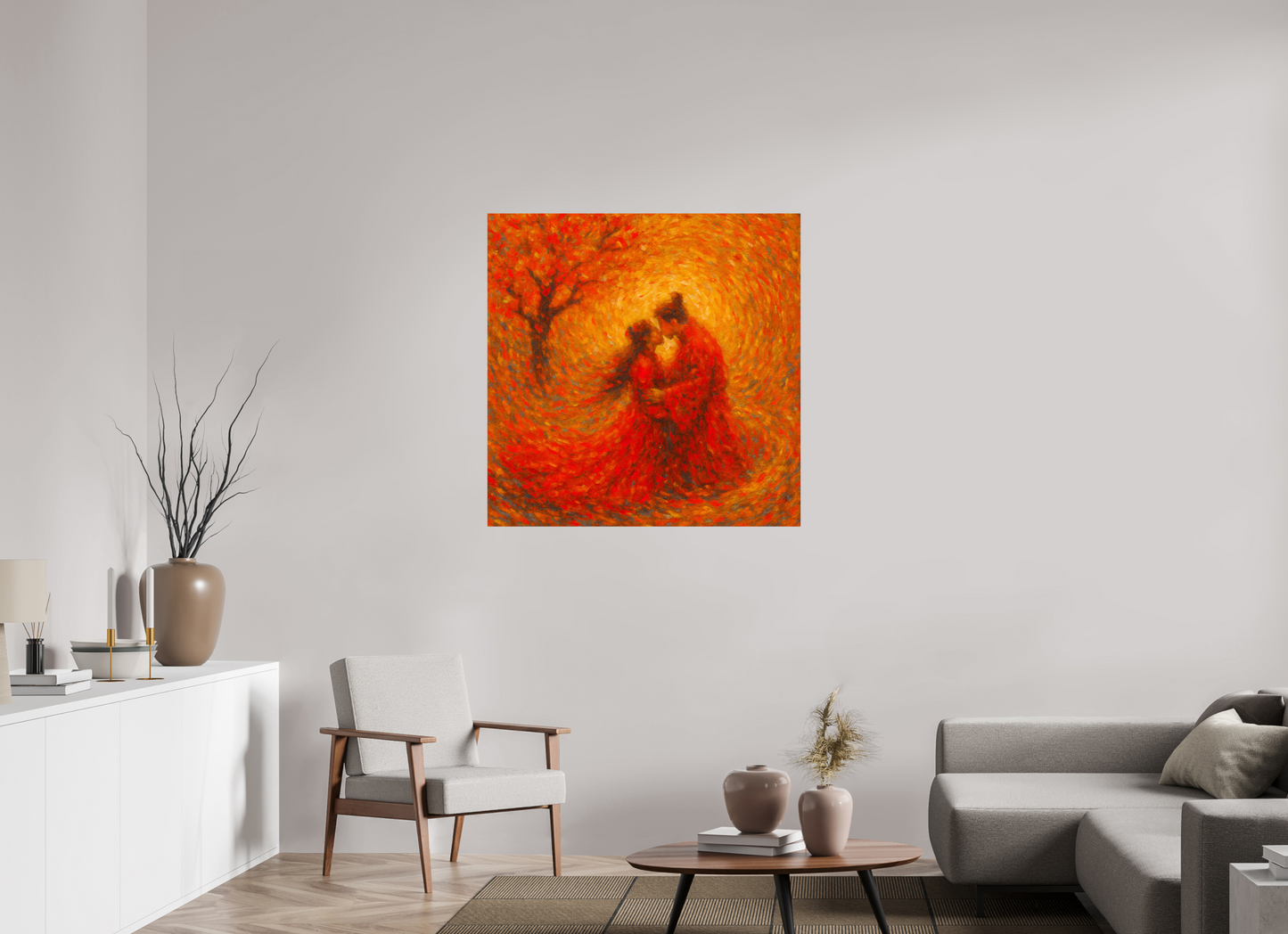 40 x 40″, Giclée printed on Hahnemühle & Canson Fine Art paper Under the Sacred Plum No.3 : The Flame of Destiny — Limited Edition Giclée Fine Art Print (Unframed)