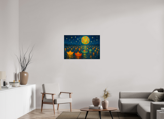 36 x 24″, Fine Art Unflame Paper Boats, Star Roads : Prayers of Paper Boats - Giclée Fine Art Print (Unframed)