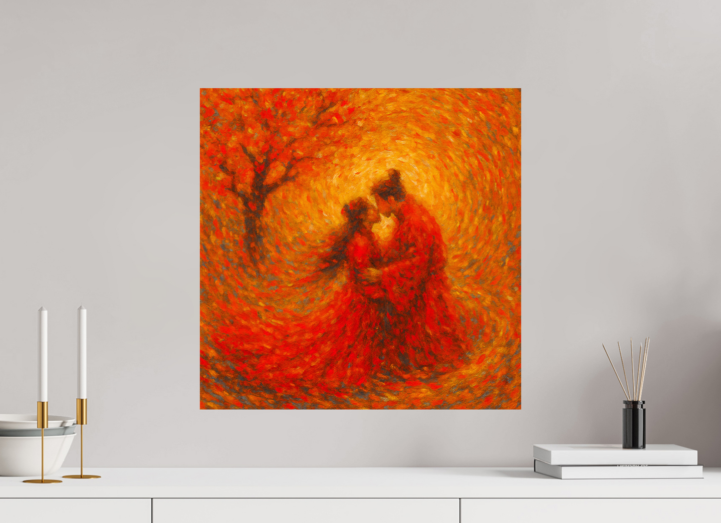 20 x 20″, Giclée printed on Hahnemühle & Canson Fine Art paper Under the Sacred Plum No.3 : The Flame of Destiny — Limited Edition Giclée Fine Art Print (Unframed)