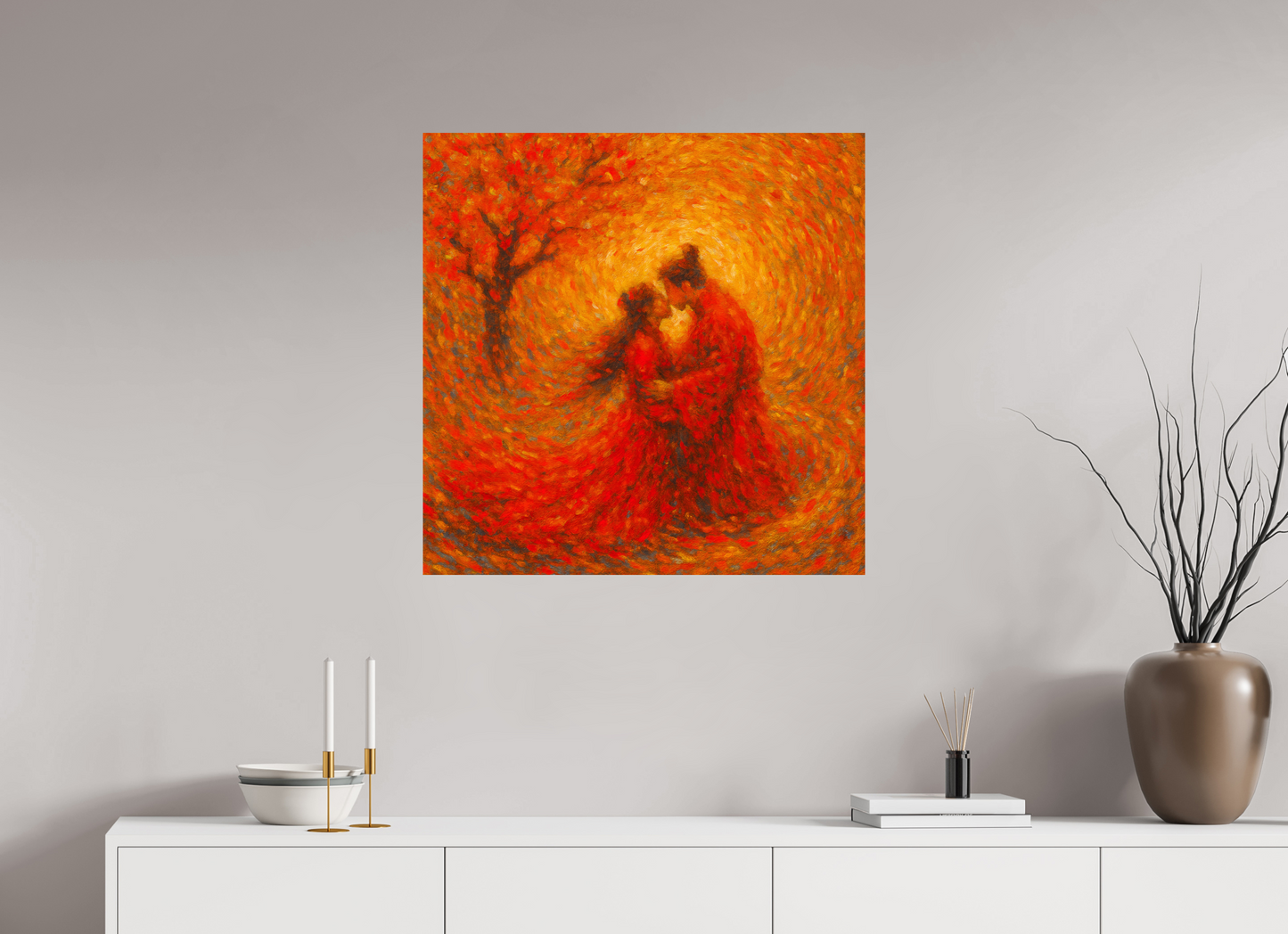 30 x 30″, Giclée printed on Hahnemühle & Canson Fine Art paper Under the Sacred Plum No.3 : The Flame of Destiny — Limited Edition Giclée Fine Art Print (Unframed)