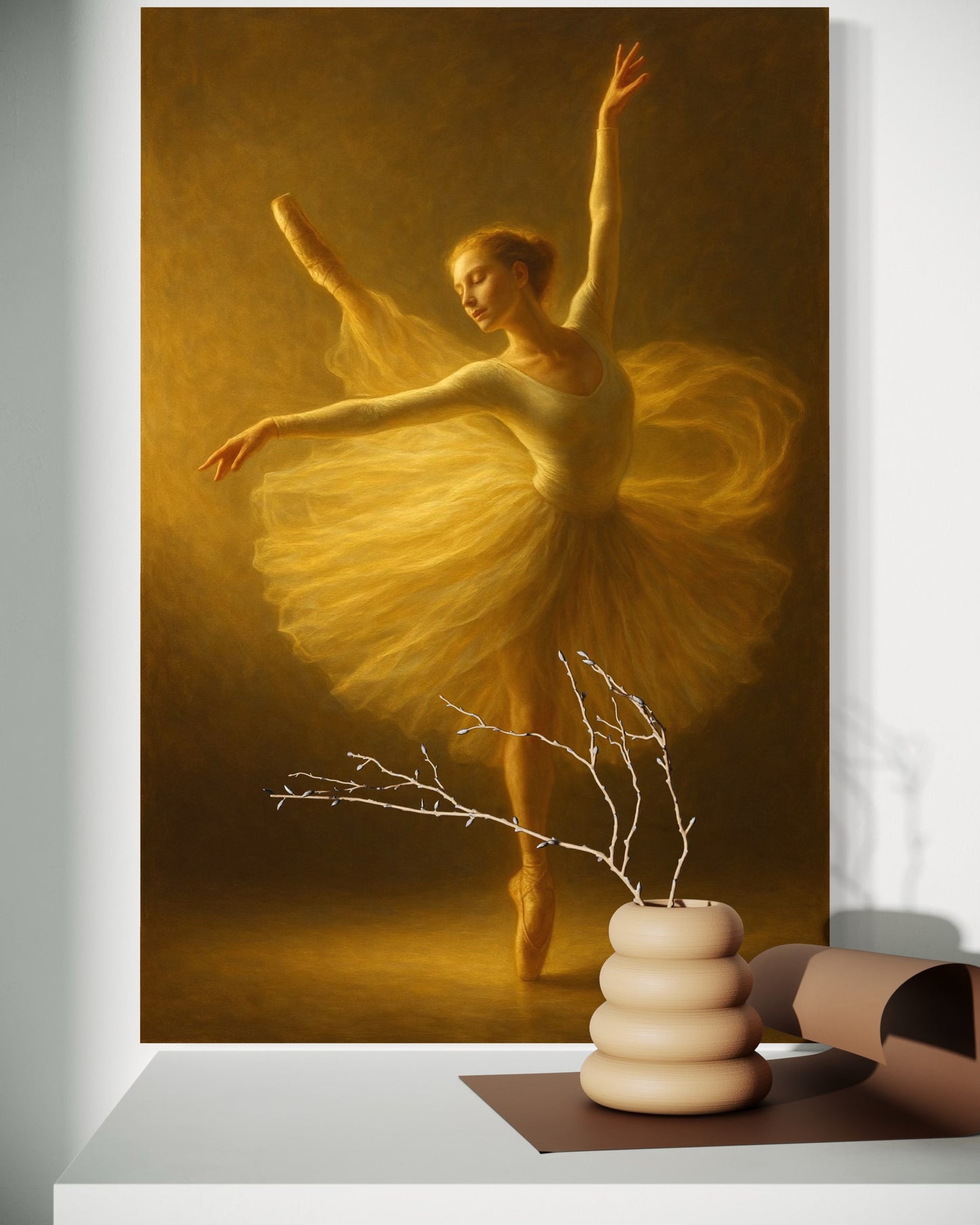 Golden Veil Collection: Solitude in Gold — Fine Art Pigment Print under Acrylic Glass