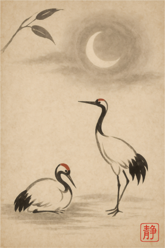 Main image Journey of the Cranes : Serenity (Shizuka 静) - Giclée Fine Art Print (Unframed)