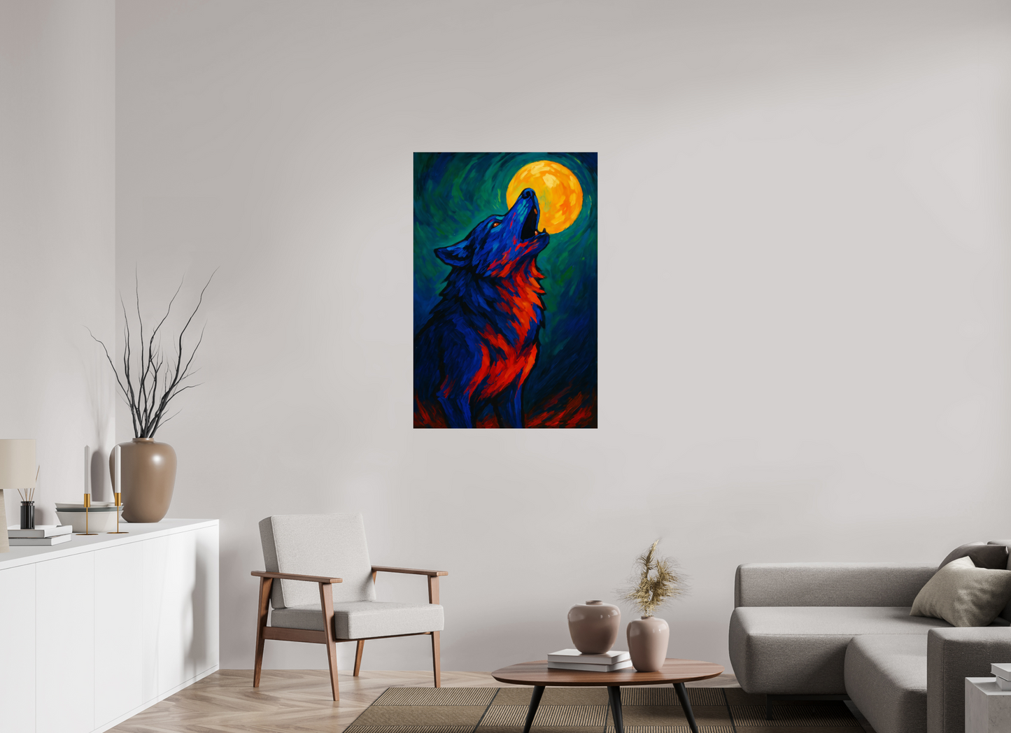 30 x 45″, Giclée printed on Hahnemühle & Canson Fine Art paper Wolf of the Wild Truth series : Echo of the Flame Moon – Limited Edition Giclée Fine Art Print (Unframed)