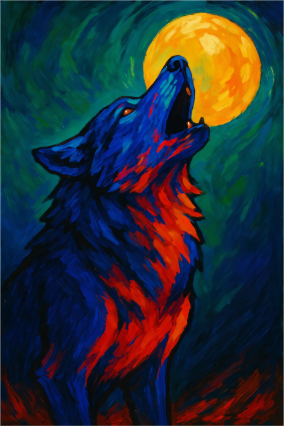 Main image Wolf of the Wild Truth series : Echo of the Flame Moon – Limited Edition Giclée Fine Art Print (Unframed)