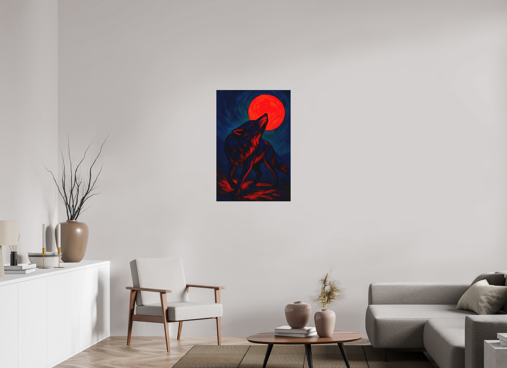 24 x 36″, Fine Art Pigment Print under Acrylic Glass Wolf of the Wild Truth series : Crimson Lament