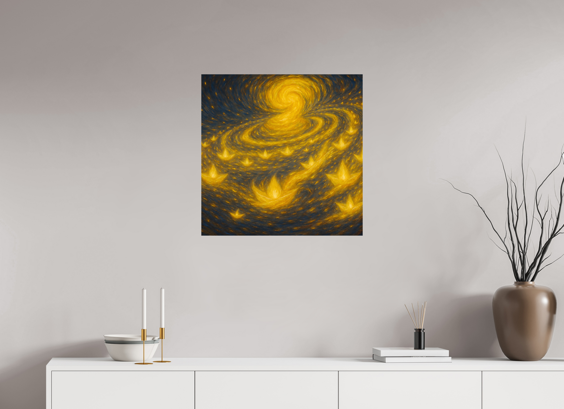 25 x 25″, Giclée printed on Hahnemühle & Canson Fine Art paper Paper Boats, Star Roads : The Galaxy of Silent Wishes - Giclée Fine Art Print (Unframed)