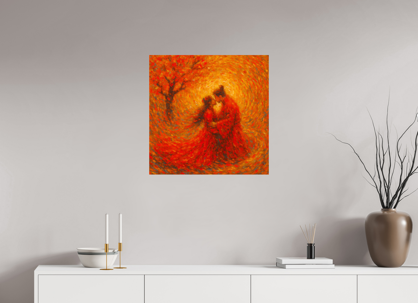 25 x 25″, Giclée printed on Hahnemühle & Canson Fine Art paper Under the Sacred Plum No.3 : The Flame of Destiny — Limited Edition Giclée Fine Art Print (Unframed)
