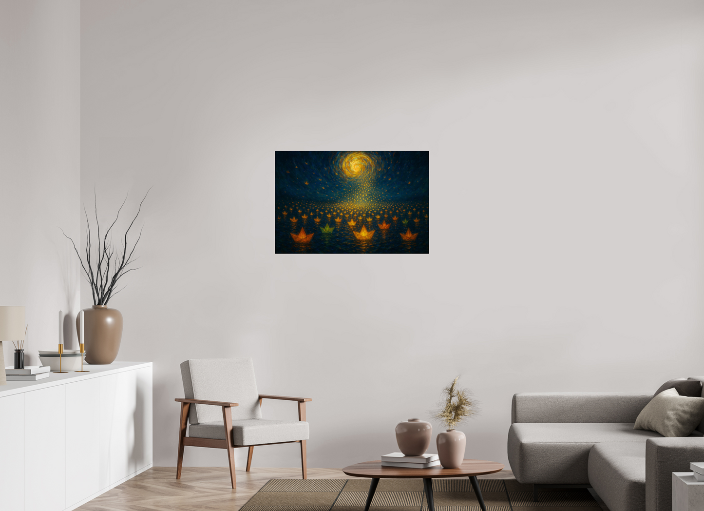 36 x 24″, Giclée printed on Hahnemühle & Canson Fine Art paper Paper Boats, Star Roads : To the Moon, With Every Wish - Giclée Fine Art Print (Unframed)